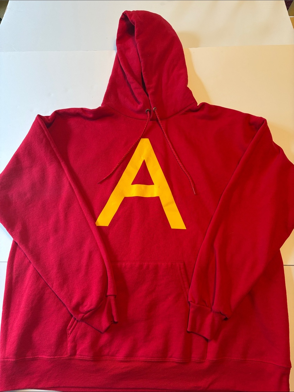 Hanes Red Hoodie with Yellow 'A' Graphic